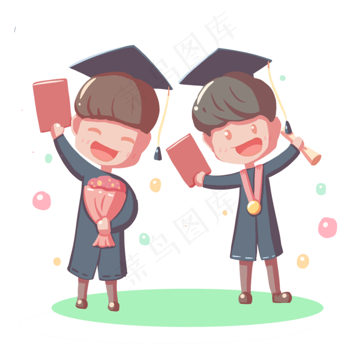 毕业季毕业典礼庆祝人物卡通免扣(2048X2048(DPI:300))psd模版下载