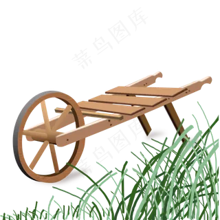 鼠绘处暑推蔬菜木板车元素设计