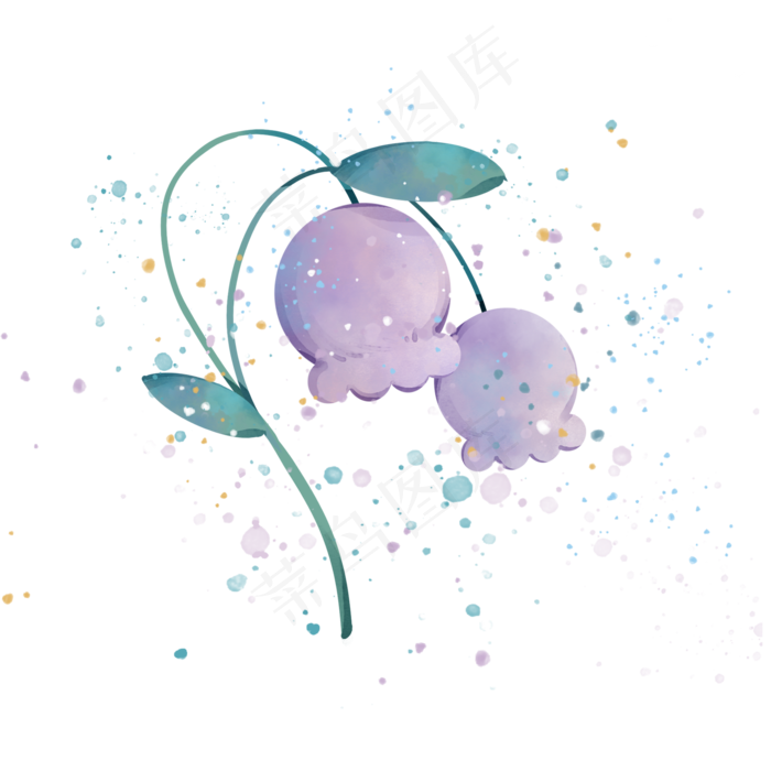 可爱装饰紫色唯美铃兰PNG,免抠元素