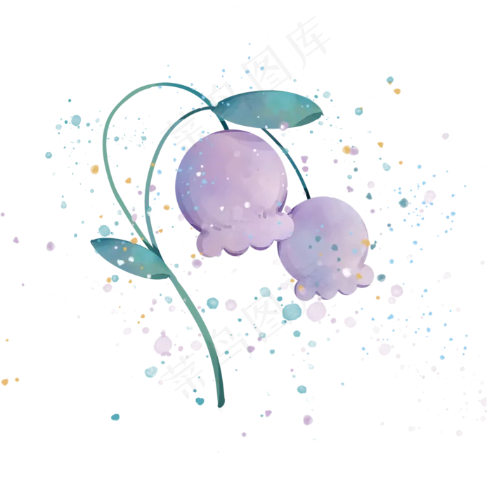 可爱装饰紫色唯美铃兰PNG,免抠元素(2000X2000(DPI:200))psd模版下载