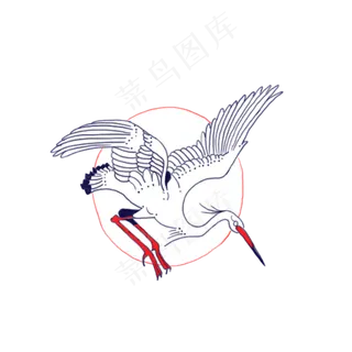 浮世绘风仙鹤飞天,免抠元素