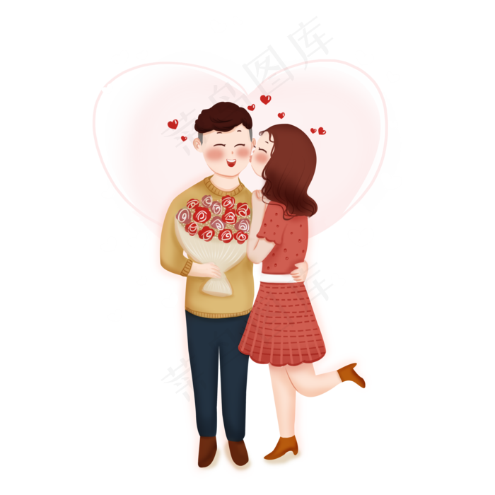 一对情侣在接吻免抠图