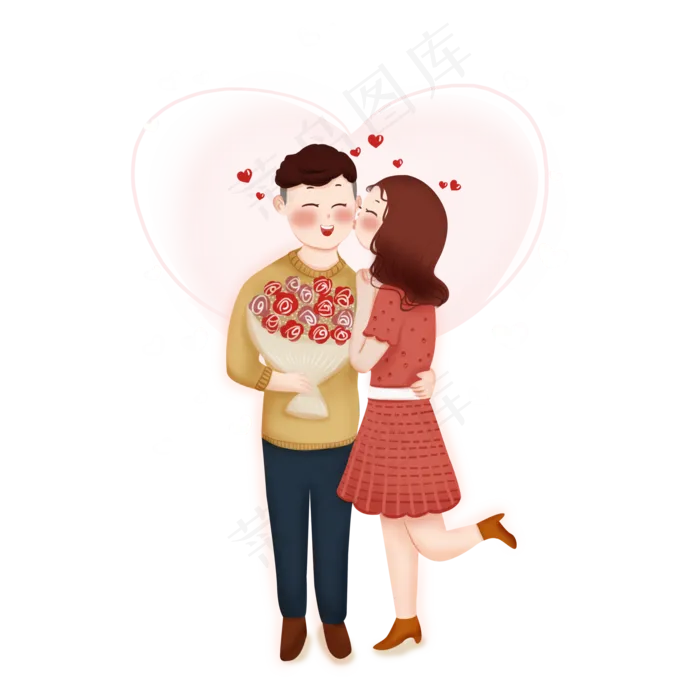 一对情侣在接吻免抠图(2000X2000(DPI:300))psd模版下载