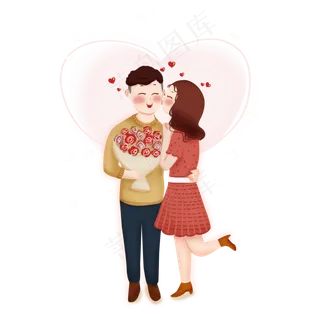 一对情侣在接吻免抠图