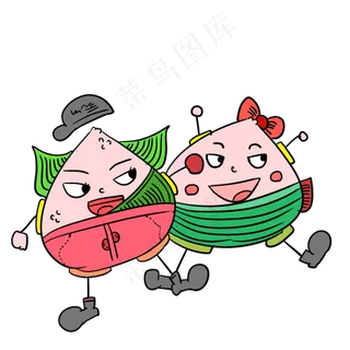 端午节小粽子跳舞手绘