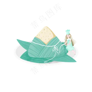 端午节包粽子的女孩