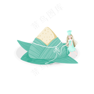 端午节包粽子的女孩