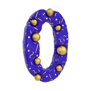 创意蓝金倒计时周年庆数字0