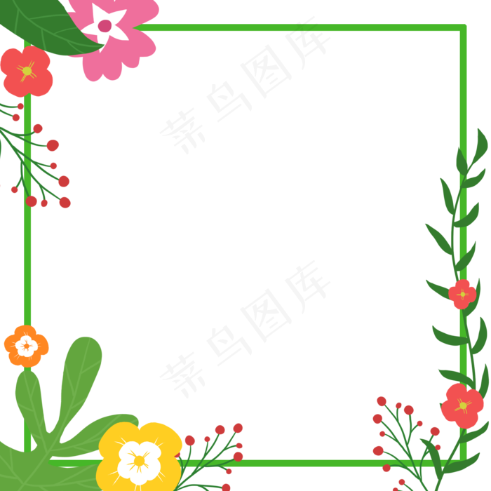 卡通春天花朵边框