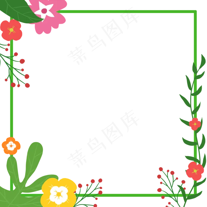 卡通春天花朵边框(2000X2000(DPI:300))psd模版下载