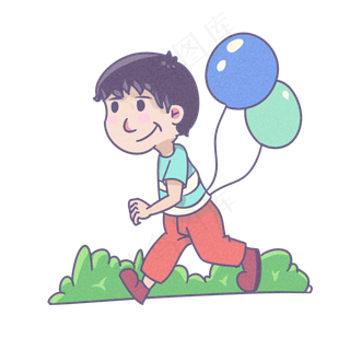 卡通小孩过儿童节手绘