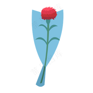 蓝色包装手绘母亲节康乃馨免抠素