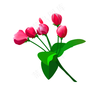 卡通免扣粉色花朵