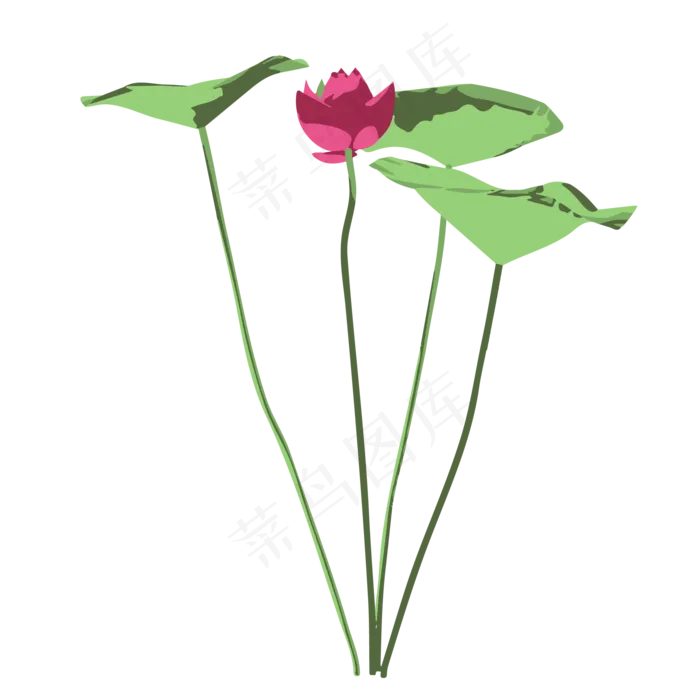 卡通一支红色的荷花免抠图(2100X2100(DPI:762))ai矢量模版下载