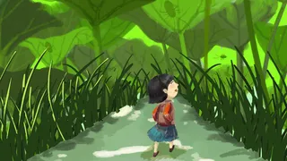 立夏夏景绿色探险的女孩