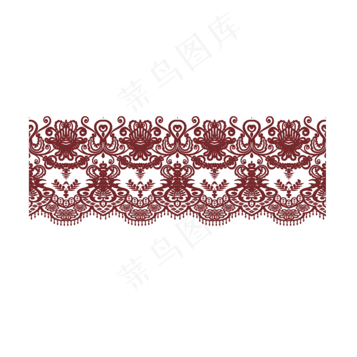 红色的花藤蕾丝插画