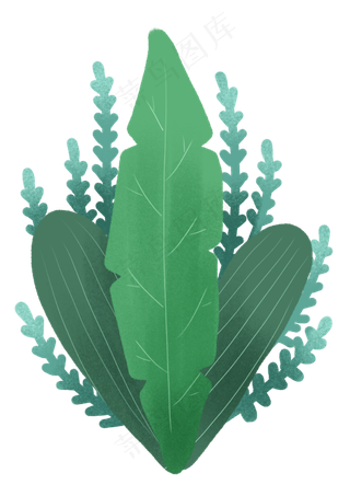 春天绿色植物卡通小清新风格叶子