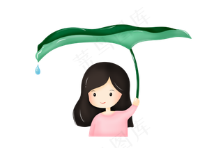 绿色叶子雨伞插图