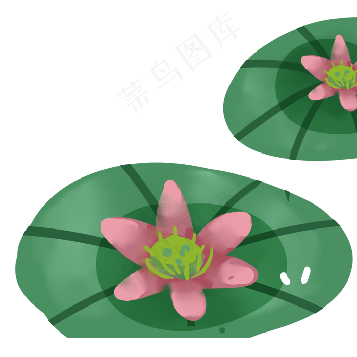 手绘卡通荷花免扣元素