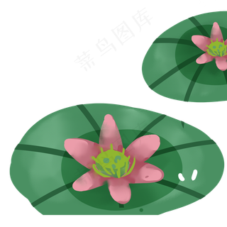 手绘卡通荷花免扣元素