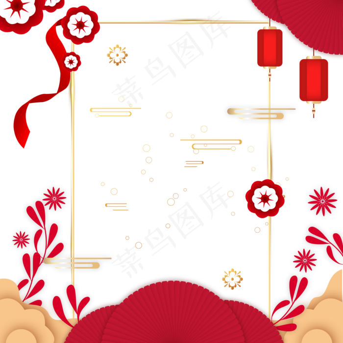 鼠年中国风新年边框,免抠元素