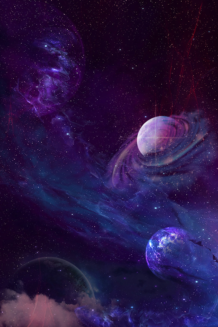 星空宇宙星球治愈唯美银河系星星手绘风(3545*5315px 300 dpi )psd模版下载