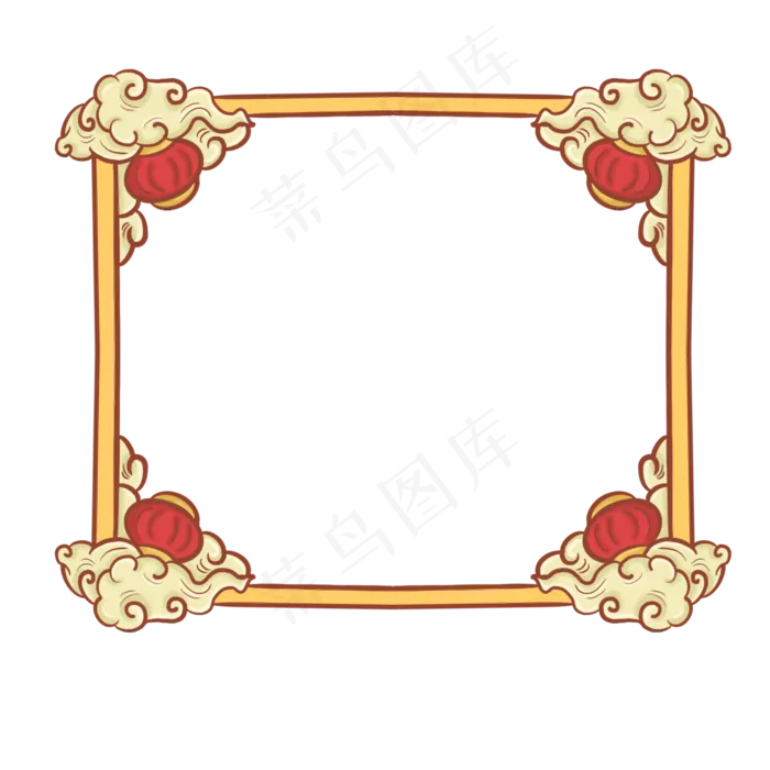 2019春节灯笼祥云边框PNG(2048*2048px)psd模版下载