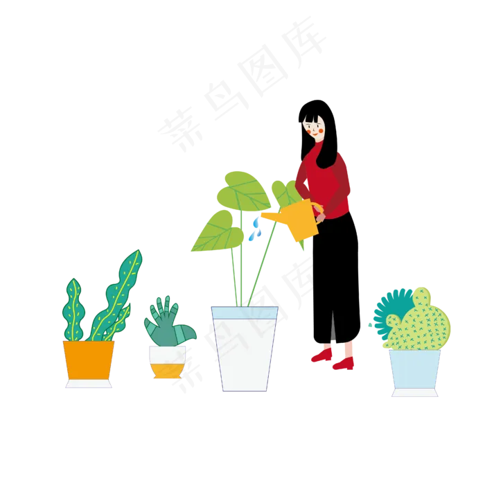 植树节浇花的女孩(2000X2000(DPI:300))ai矢量模版下载