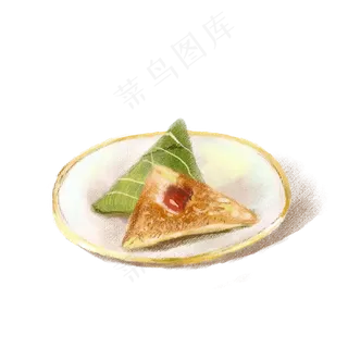 端午节手绘暖色系放在盘子里的枣