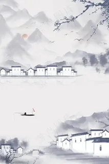 古北水镇水墨古镇旅游PSD分层 古北水镇水墨古镇旅游PSD分层