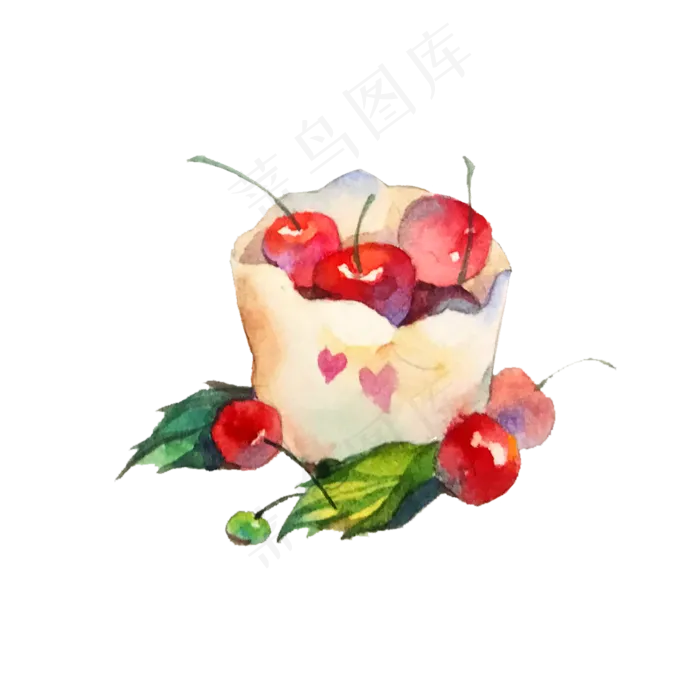 夏日水果樱桃车厘子樱桃红PNG(2000X2000(DPI:200))psd模版下载