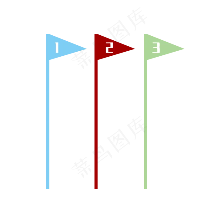 卡通矢量三色彩色旗帜,免抠元素(2000X2000(DPI:300))psd模版下载