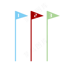 卡通矢量三色彩色旗帜,免抠元素