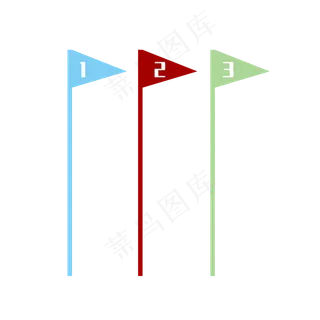 卡通矢量三色彩色旗帜,免抠元素