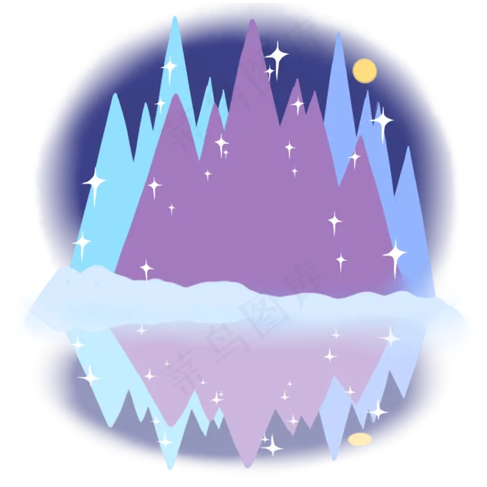 晚上高山流水与月亮(2480X2480(DPI:299))psd模版下载