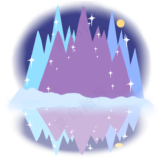 晚上高山流水与月亮