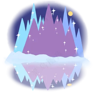 晚上高山流水与月亮