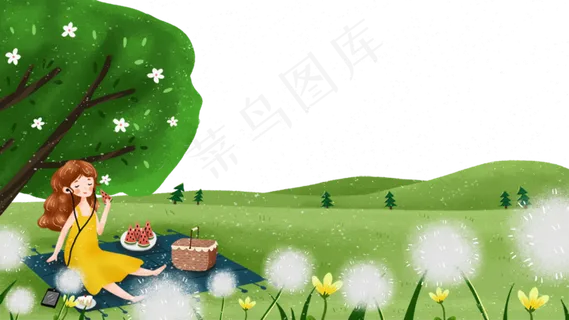 小暑吃西瓜看风景的女孩