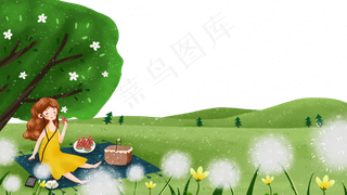 小暑吃西瓜看风景的女孩