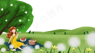 小暑吃西瓜看风景的女孩