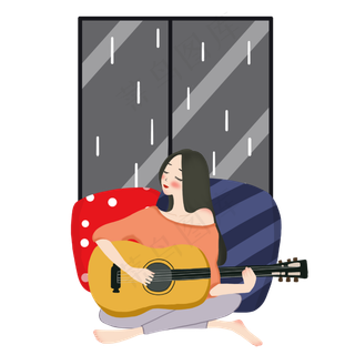 谷雨弹吉他的小女孩