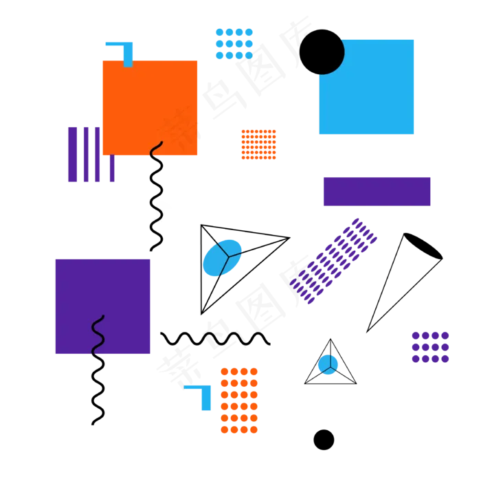 小清新孟菲斯矢量图片(800X800)eps,ai矢量模版下载