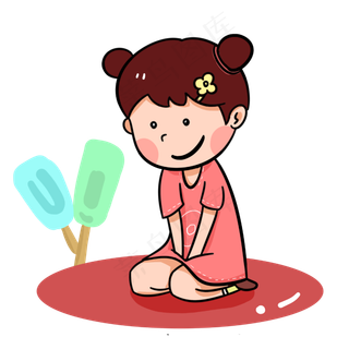 夏天吃冰淇淋降温的女孩