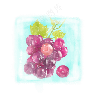 手绘夏日水果冰葡萄可分层