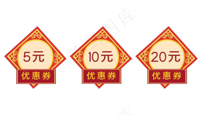 中国风优惠券(3500*2000px 300 dpi )ai矢量模版下载