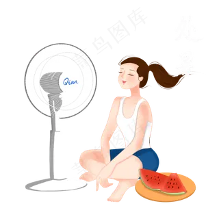 女生吹电扇处暑节气