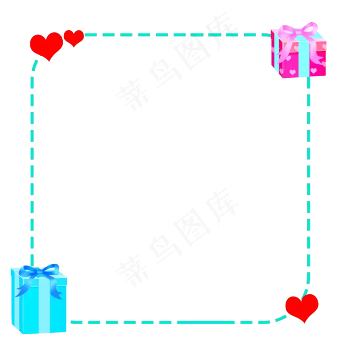 六一儿童节红色爱心礼物对话框边(2000X2000(DPI:300))psd模版下载