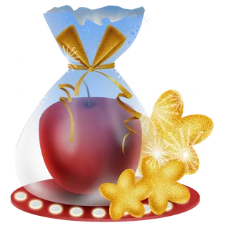 平安夜红苹果和金色星星,免抠元素