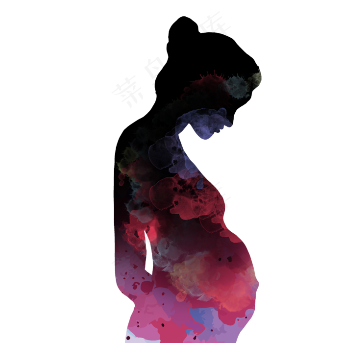 母亲节怀孕妈妈彩色泼墨渐变剪影(3000X3000(DPI:300))psd模版下载