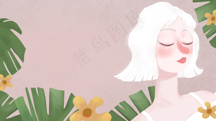 睡梦中可爱的白发女孩